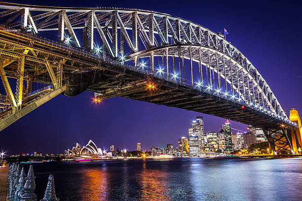 istock Sydney Harbour Bridge at Night with City Skyline 2207554208