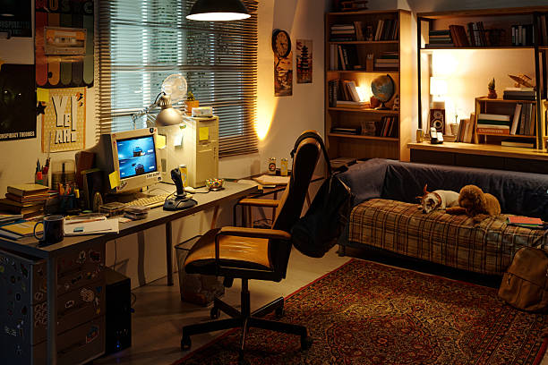 istock Cozy Home Office During Evening Illuminating Work Area 2207563526
