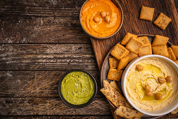 istock Various hummus dips, healthy and vegan snack 2207563717