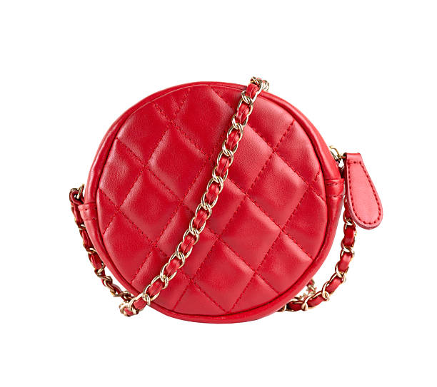 istock Red lady's round bag isolated on white, female accessory cutout.Nobody,object. 2207563885