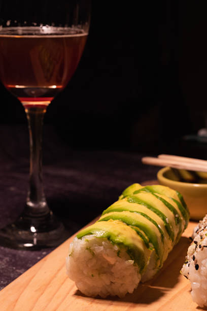 sushi portions with romantic lighting