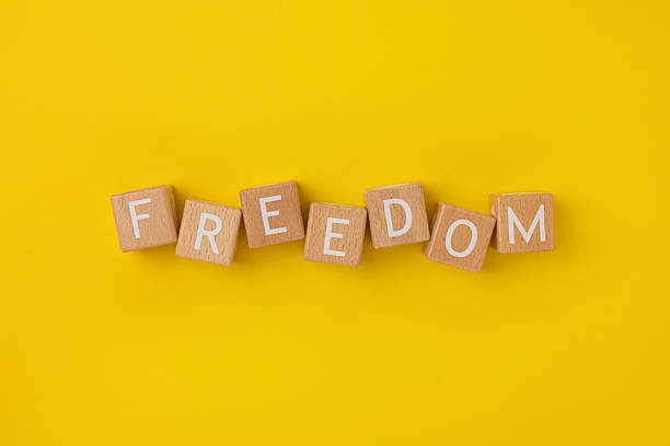 istock Block Words with Freedom on a Yellow Background 2207570386