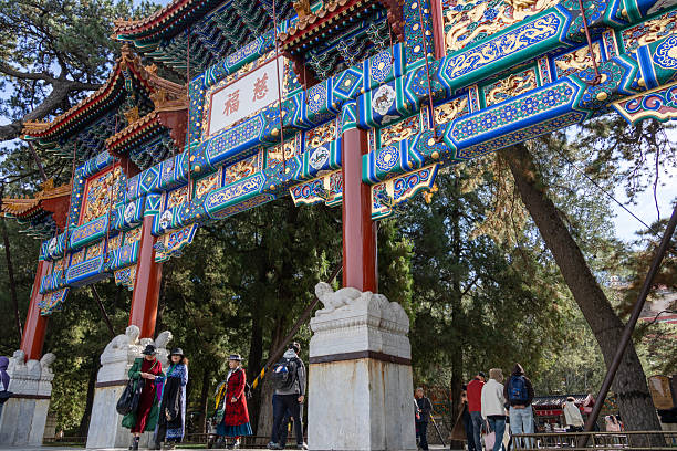 Beijing, China- 4 Nov 2024: Tourists visit to Summer Palace in Beijing, China. It is a vast ensemble of lakes, gardens and palaces in Beijing.