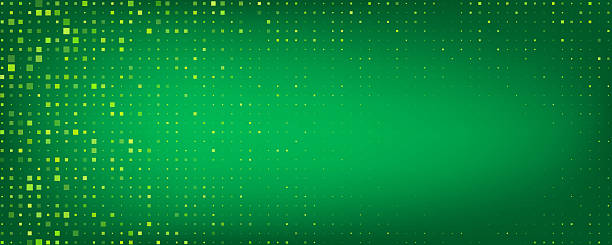 istock Trendy abstract background with digital pixel particles. Futuristic geometric style with vibrant green color and glowing light effects. Modern halftone design. Great for banners, posters, presentation 2207582056