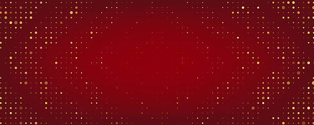 istock Trendy abstract background with golden circles and particles on red. Holiday gradient template. Modern halftone design. Great for banners, posters, presentation. Vector 2207582066