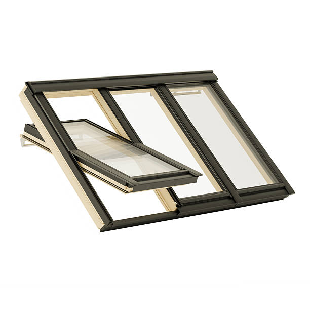 istock Modern Hinged Skylight Windows with Black Frames and Triple Glazing Details 3D Rendering 2207585455