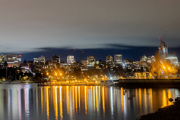 long shot photo taken at night in the city