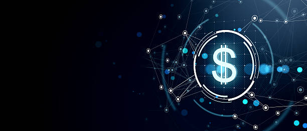 istock Digital dollar sign with network connections on dark neon blue background. 3D Rendering 2207592164