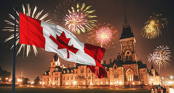 istock fireworks in ottawa with national flag 2207599536