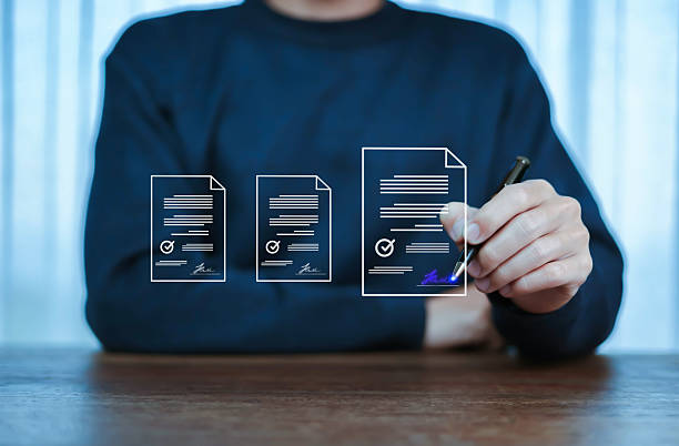 istock Businessman signing electronic document on digital document. Electronic signature concept. Electronic signature concept. 2207601073