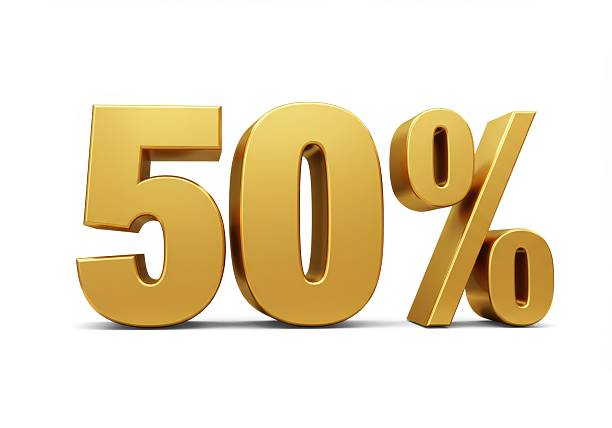 istock Golden 50 Percent Symbol 2207606823