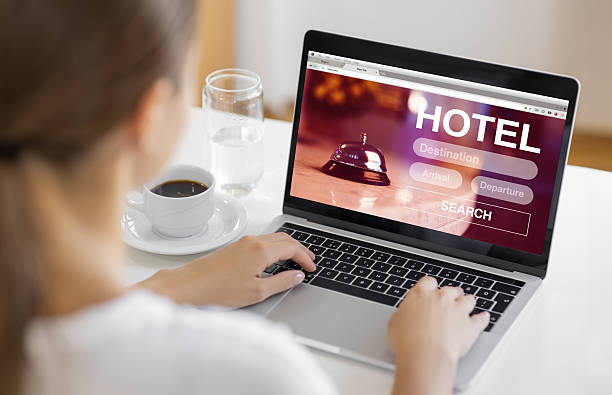 istock Online Hotel Booking on Laptop Screen 2207613235