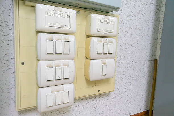 A detailed view of various wall-mounted electrical switches and outlets, showcasing modern design and functionality for home and office interiors.