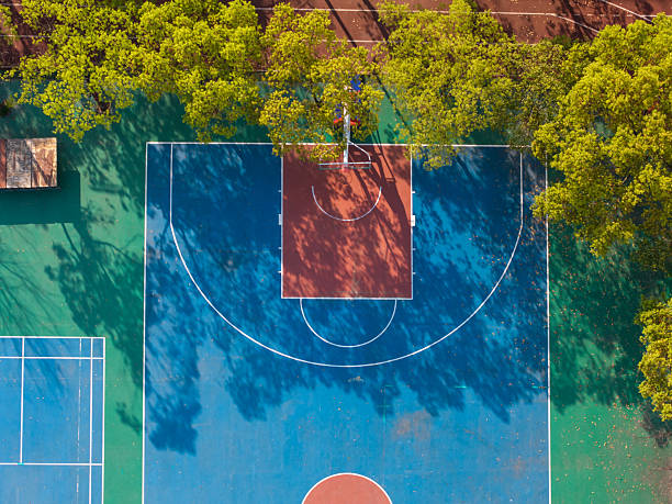 istock Basketball court in the woods 2207615704