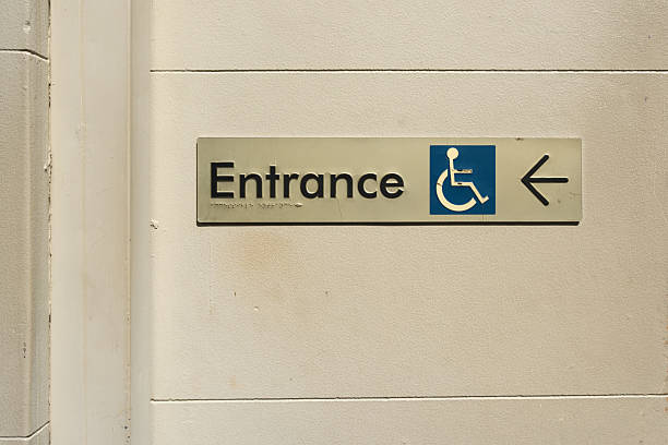 istock Wheelchair entrance sign on a wall 2207623583