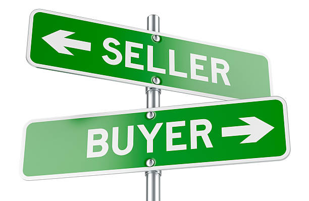istock Seller or Buyer. Opposite traffic sign, 3D rendering 2207628304