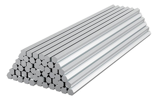 istock Stainless Steel Hexagon Bars. 3D rendering 2207628316
