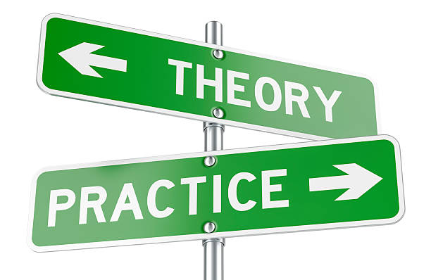 istock Theory or Practice, concept. Opposite traffic sign, 3D rendering 2207629751