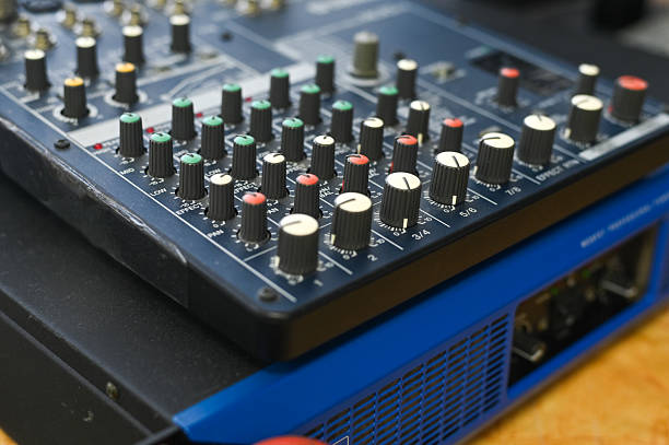 Contemporary mixing board, combining technology and creativity for music production.