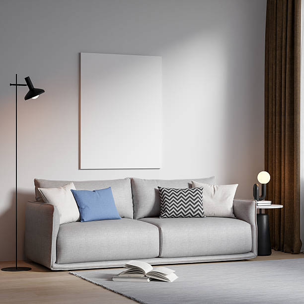 istock Frame poster mockup in a modern living room interior 2207636302