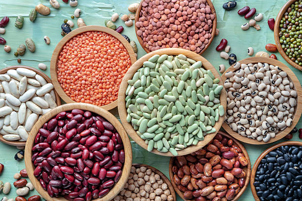 istock Various legumes, overhead flat lay shot. Many different pulses, an assortment 2207636410