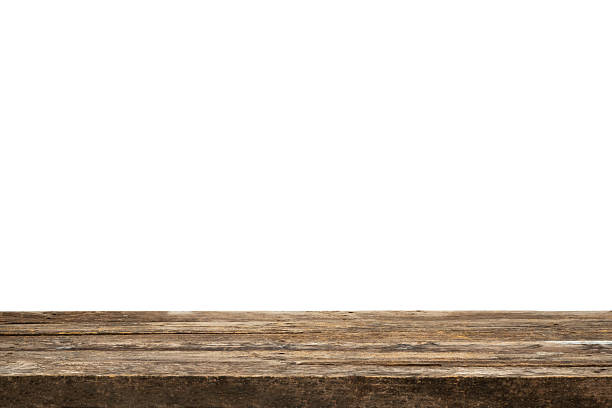 istock Empty brown wooden table top isolated on white background 2207637747