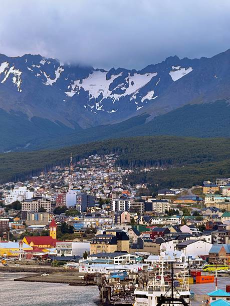 istock Ushuaia cityscape with snow-capped mountain backdrop 2207641017