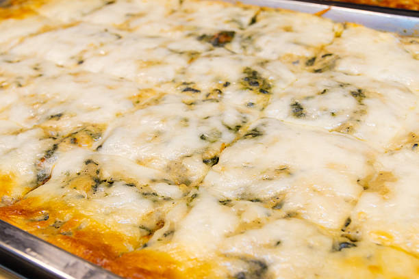 Slice of savory vegetable pie in close-up