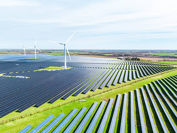istock Wind turbines and solar panels in England 2207645385