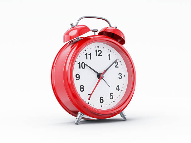 Red alarm clock on an isolated white background - 3D Rendered Isolated Object (Clipping path Shadow+Model)