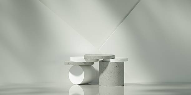 istock Natural cylinder podium concept, mockup, template, stone podium display in wall shadow background 2207646933