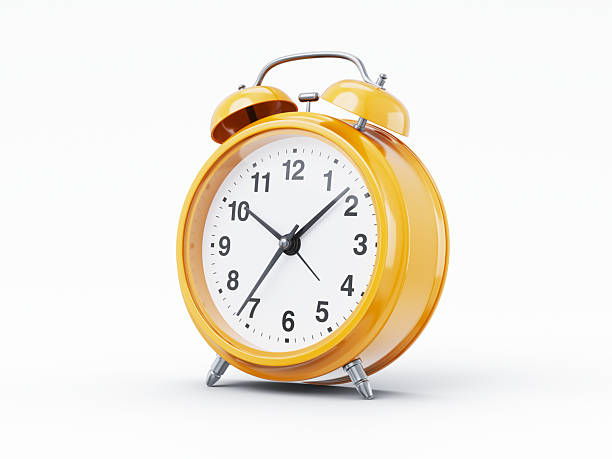 Yellow alarm clock on an isolated white background - 3D Rendered Isolated Object (Clipping path Shadow+Model)