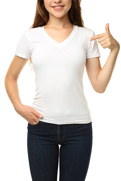 Young woman on white background