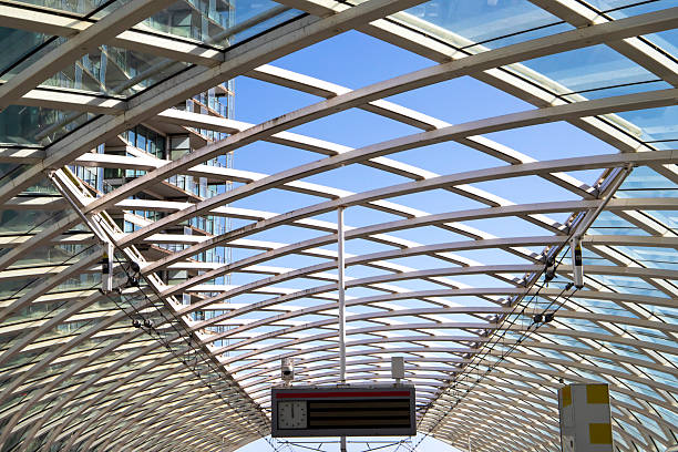 Steel  and glass made cover of the metro station in the centre of The Hague, Netherlands