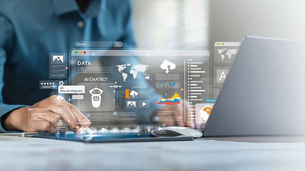 istock Businessman using AI technology on the screen of work to analyze data Chatbot chat with AI using AI smart robot technology. Increase work efficiency with AI solutions Chatbot helps solve work problems. 2207658788