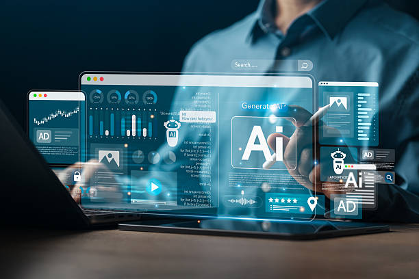 istock Businessman using AI technology on the screen of work to analyze data Chatbot chat with AI using AI smart robot technology. Increase work efficiency with AI solutions Chatbot helps solve work problems. 2207658805