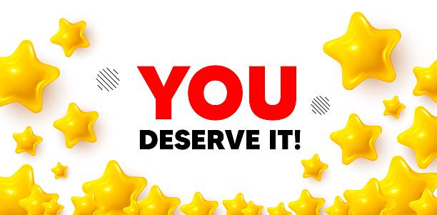 istock You deserve it tag. Special offer sign. Winner banner with 3d stars. Vector 2207665930