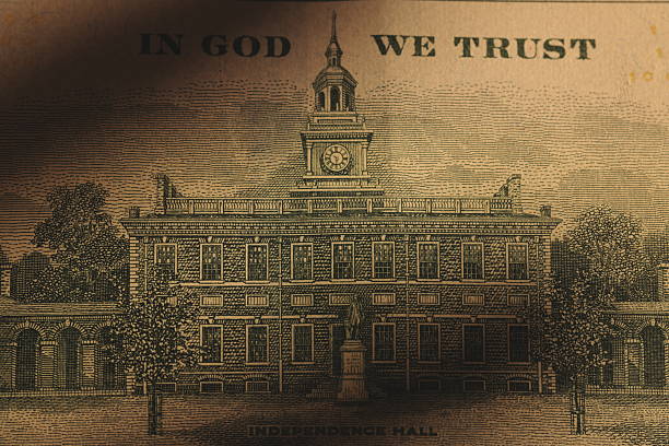 This is an artistic representation showcasing vintage currency, prominently featuring the phrase In God We Trust