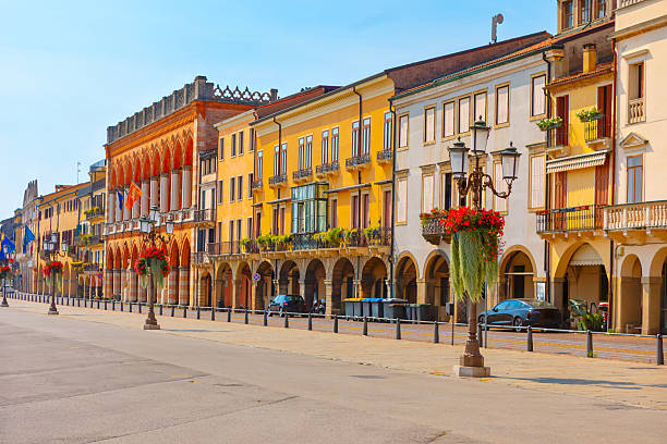 istock Charming street in Padua with decorative flowers 2207679803