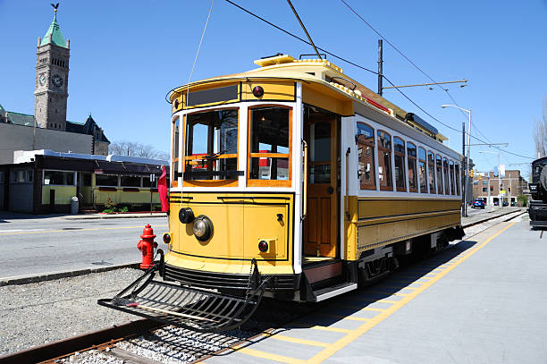 old tram in Lowell MA for tourists