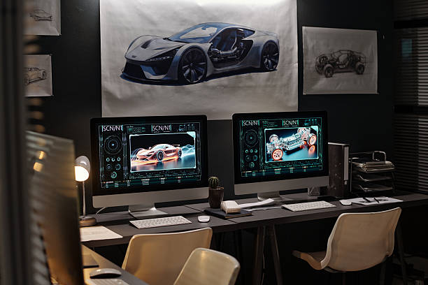 istock Coworking space of modern car designers 2207685043