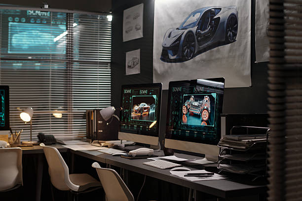 istock Group of computers of car designers 2207685147