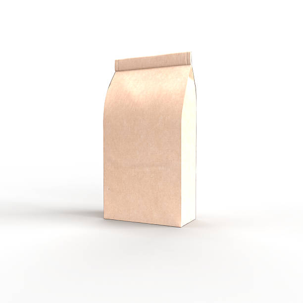 istock Brown paper bag standing up against white background 2207698939