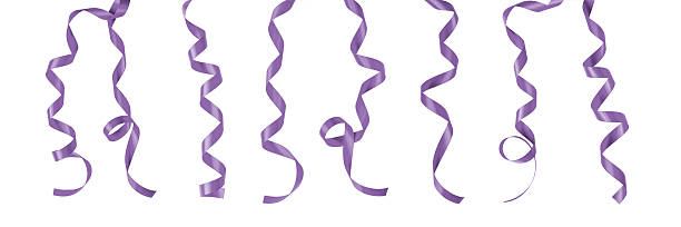 istock Purple satin ribbon mulberry lavender bow scroll set isolated on white background with clipping path for holiday and wedding card confetti design decoration 2207701851