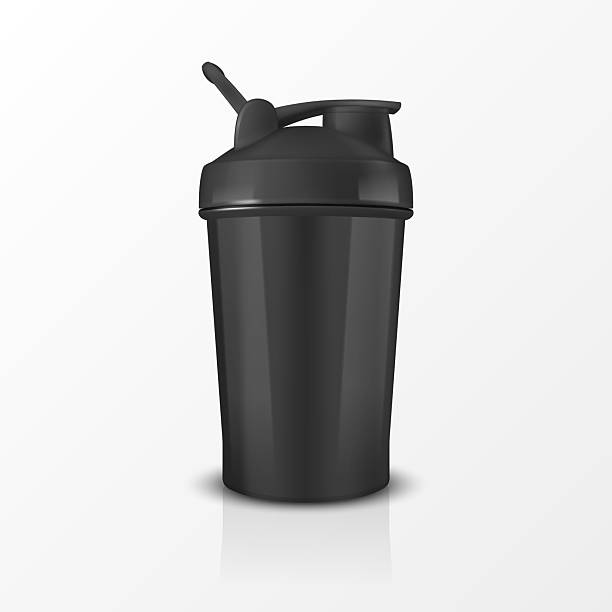 istock Vector Realistic 3D Empty Glossy Shaker Bottle With Black Cap for Fitness Sports Nutrition Supplement Workout Hydration Closeup Isolated. Packaging Mockup Design Template 2207708242
