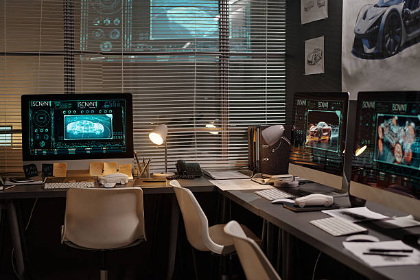 istock Office with computers of car designers 2207710811