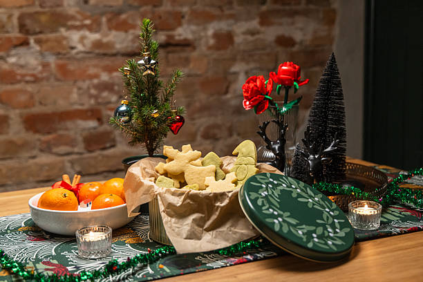Delightful Christmas cookies and festive decorations on a cozy holiday table
