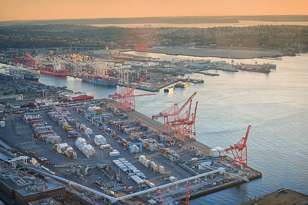 istock Port of Seattle at Beautiful Sunset time 2207711420