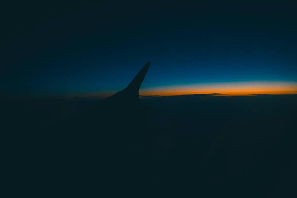 The evening view from an airplane window.