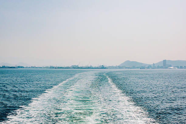 The wake of the ferry.